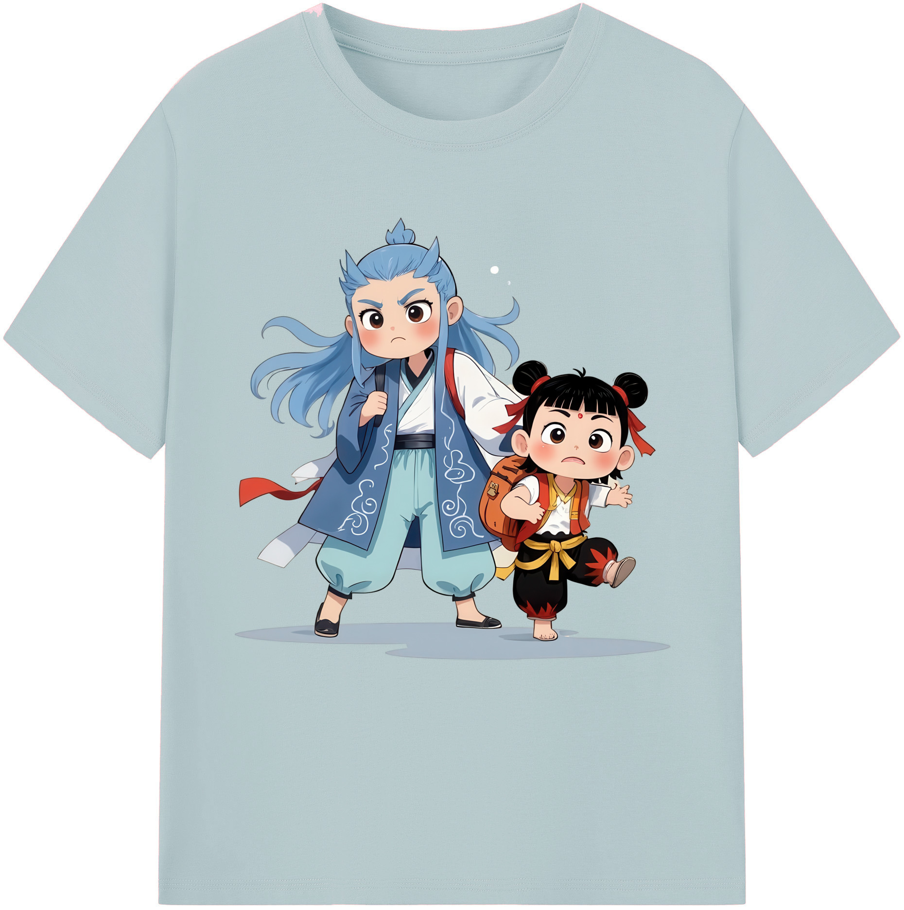 （画像用） Ne Zha 2 ナタ 魔童の大暴れ 綿100％半袖Tシャツ（フロントプリント）
